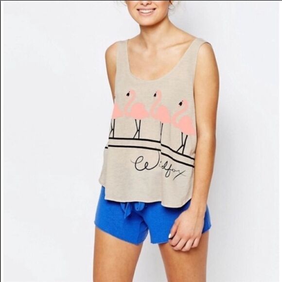 Wildfox Dancing Flamingo Graphic Tank Top - Picture 2 of 13